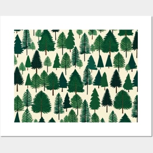 Winter Pine Tree design Christmas snow 2 Posters and Art